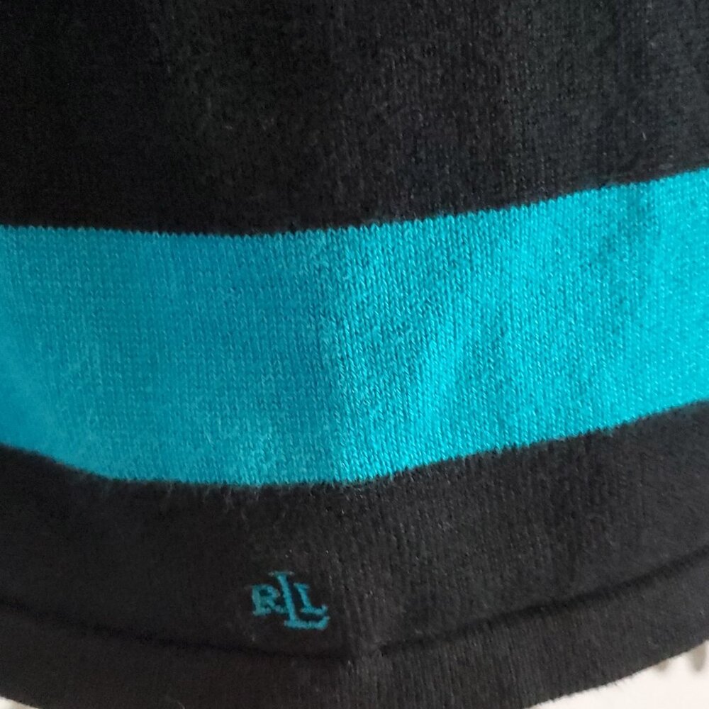 Lauren Ralph Lauren striped boatneck blue and teal Sweater Size M Preppy Coastal - Picture 5 of 9